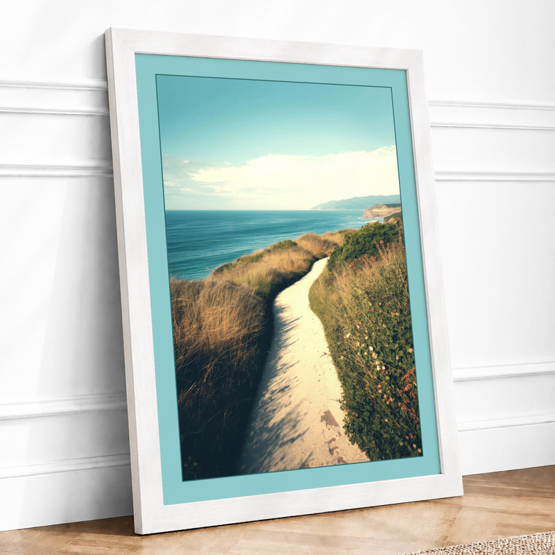 Path to the Sea Coastal - Framed Print, A2 - 59.4 x 42.0 cm, White