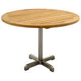 Avanti Teak Stainless Steel Outdoor Round Pedestal Table