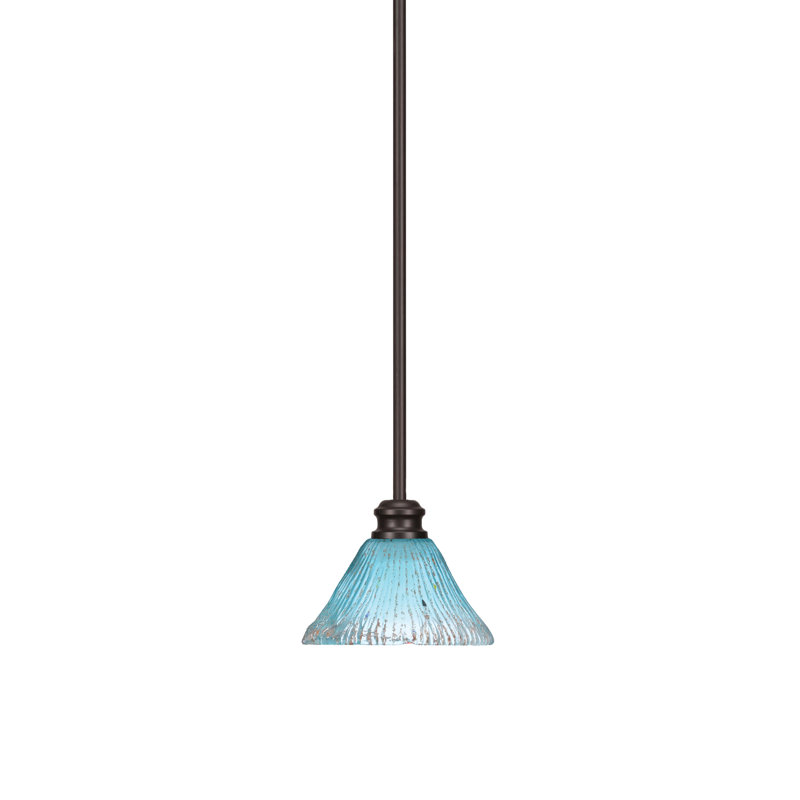 Mini-luminaire suspendu avec tige et verre cristal sarcelle 7 po Edge, Espresso