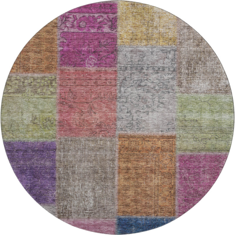 Premium Machine Washable Prisco Copper Rug, Round 8'