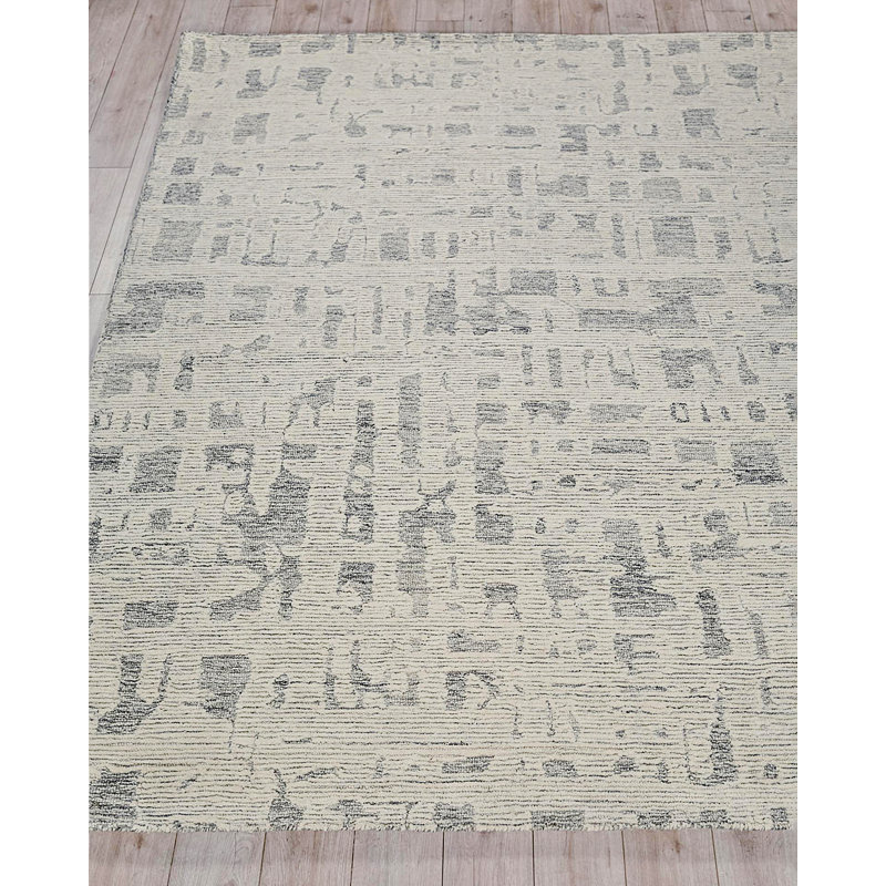 Aspen Hand Tufted Abstract Area Rug, Rectangle 12' x 15', Gray/Ivory