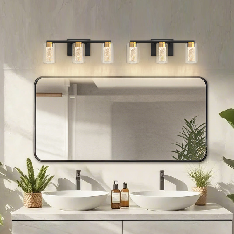 Luminaire de salle de bain à DEL à intensité variable en cristal avec abat-jour en verre
