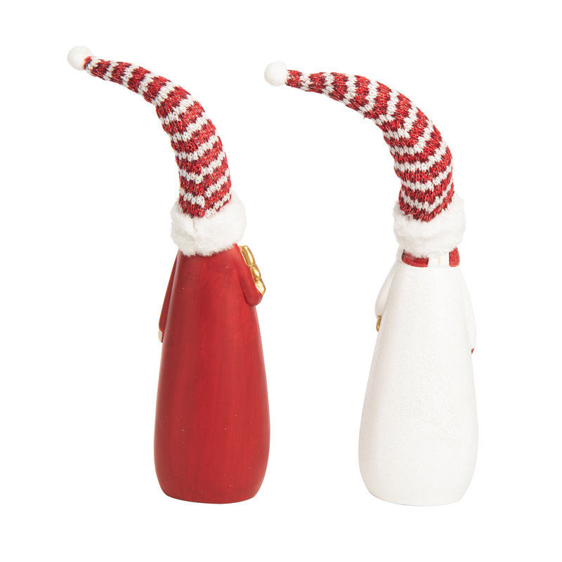  Ensemble de 2 figurines de père Noël et bonhomme de neige en terre cuite 18,25 po