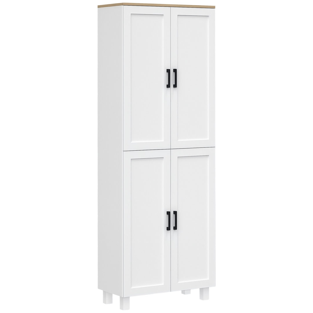 Freestanding Kitchen Cupboard, 4-Door Storage Cabinet Organizer