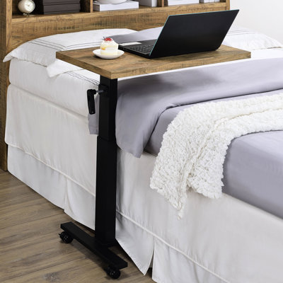Mobile pour chambre à coucher, finition manguier de 28 pouces, hauteur réglable de 27 à 39 pouces, manivelle à positionnement facile, chambre à coucher à structure robuste avec plateau en manguier, contrôle précis, base en acier