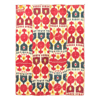 Artistic Antique Silk Uzbek Ikat 19th Century Embroidery 5'2"x 7'