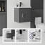Meuble-lavabo suspendu de 50 cm avec lavabo encastré en céramique, meuble en contreplaqué, porte à fermeture amortie, gris-66355849