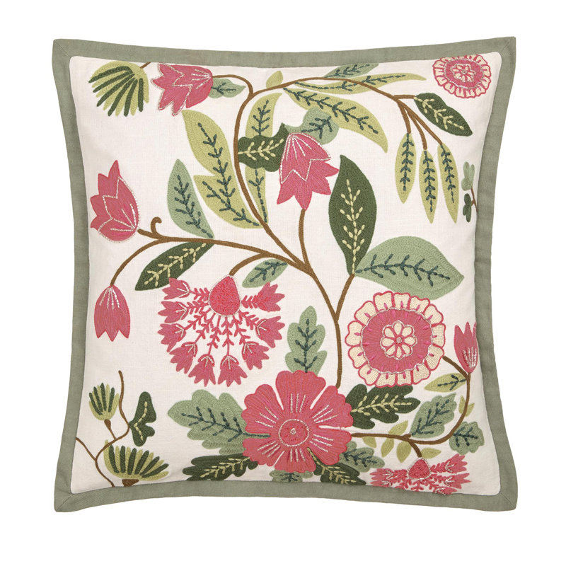 Green Square Throw Cushion With Filling