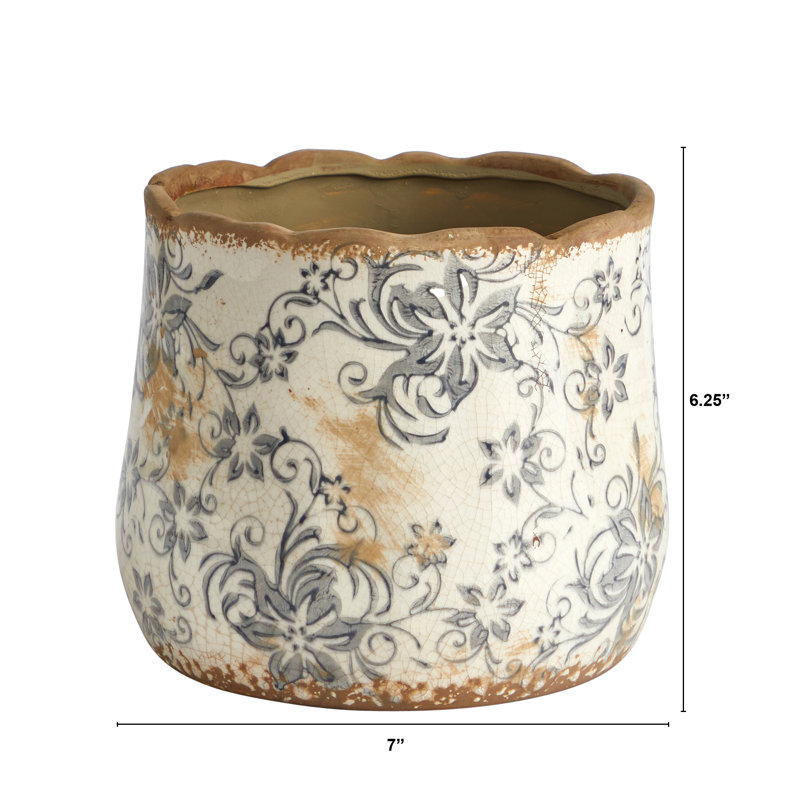 Wulfram Ceramic Pot Planter, 6.25" H x 7" W x 7" D