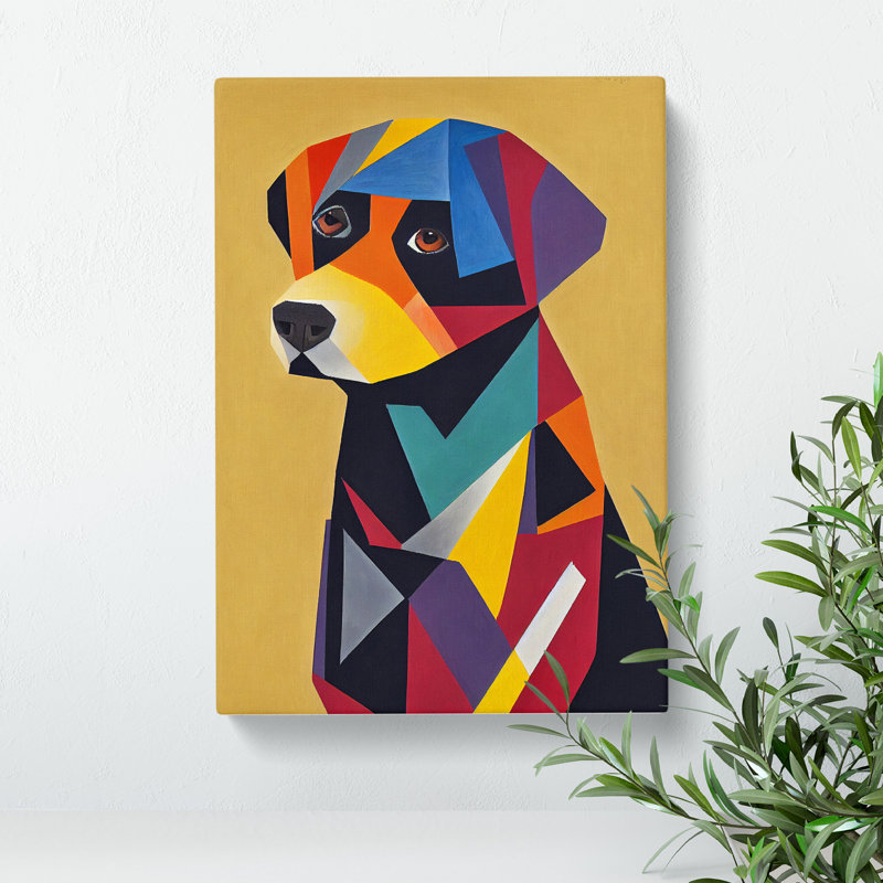 XC1022-1831X Dog Geometric No.3 Abstract - Wrapped Canvas Print, 50cm H x 35cm W x 3cm D