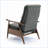 Recliners, Modern Wood Arm Push Back Recliner - Charcoal Gray | Fabric