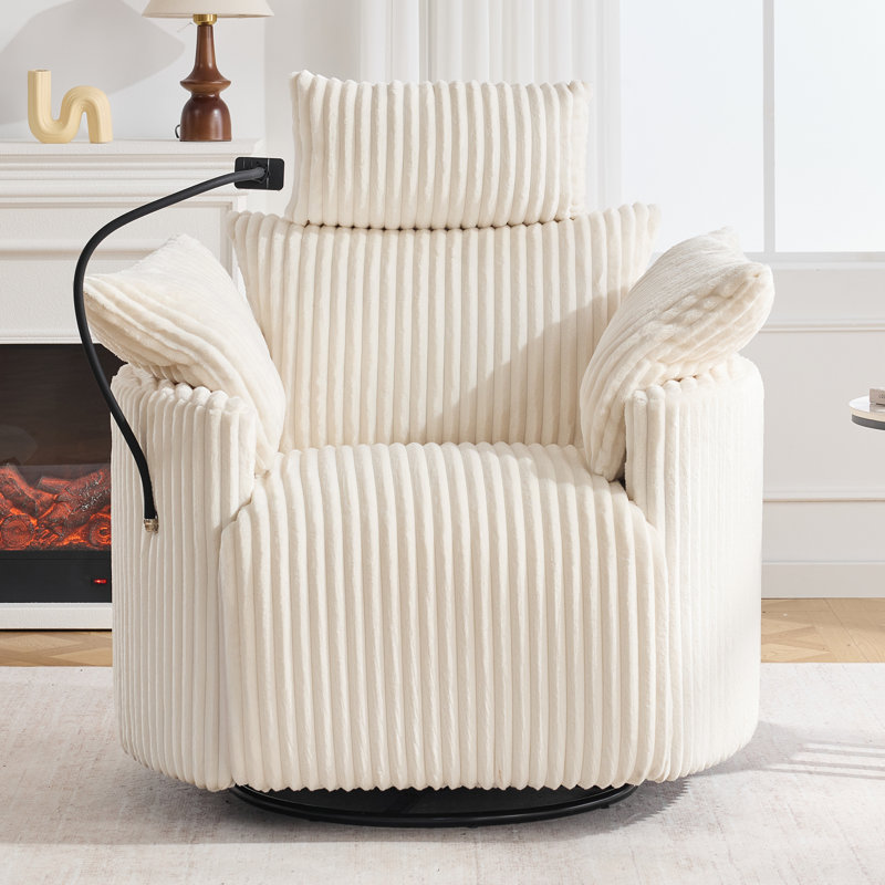 Manual Swivel Recliner Rocking Chair With Adjustable Backrest, Footrest and Headrest, 37'' Wide Glider Reclining Chair With Phone Holder For Primary Living Room or Bedroom