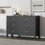 Commode 6 tiroirs avec poignée en métal pour chambre à coucher Pellenberg, armoire de rangement avec tiroir à rayures verticales-1167113137