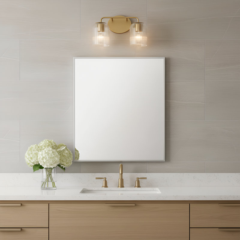 Petit meuble-lavabo Eisele de Génération Éclairage , Deux lumières, H 8,75 po x l 14 po x P 6 po, Laiton satiné