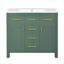 Ensemble de meuble-lavabo 36 po avec lavabo en céramique, meuble-lavabo simple autoportant moderne avec 4 tiroirs et 2 armoires, meuble de rangement pour la salle de bain, ensemble de meuble-lavabo avec cadre en bois massif, vert-116234283