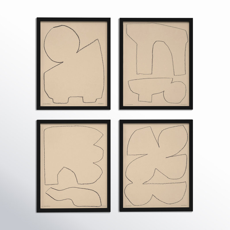 Outlines Painting by Michael Kempen, 40" H x 32" W x 1.25" D, Black 