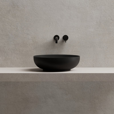 Lavabo de salle de bain rond à surface solide 16 "Monblari - Noir mat