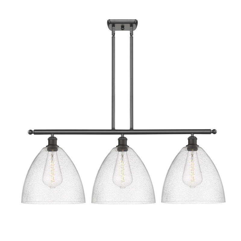 Luminaire suspendu linéaire à 3 lumières pour îlot de cuisine Ambrie, Ampoule non incluse, Bronze huilé