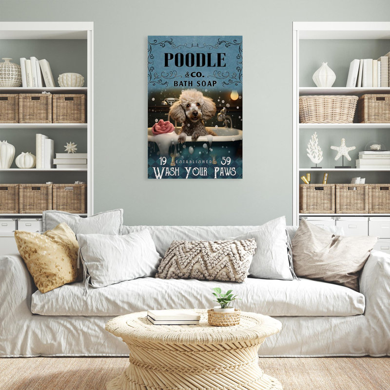 «Poodle Bath Soap», impression rectangulaire 1 pièce P Poodle Bath Soap, impression sur toile, H 36 po x l 24 po x P 1,25 po