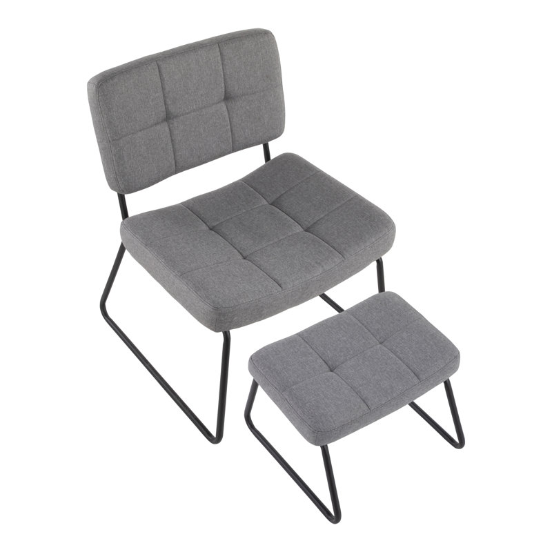 Chaise d'appoint et repose-pieds en polyester l 23,25 po Mecedes, Mélange de polyester gris