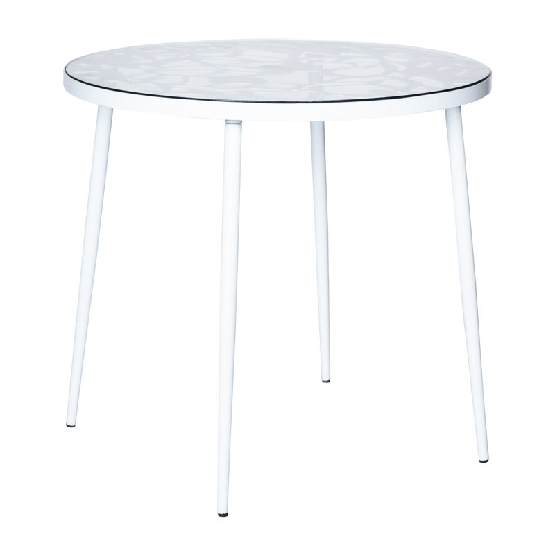Sumler 5-Piece Aluminum Outdoor Patio Dining Set With Tempered Glass Top Table And 4 Stackable Flower Design Arm Chairs For Patio, Poolside, Balcony, And Backyard Garden