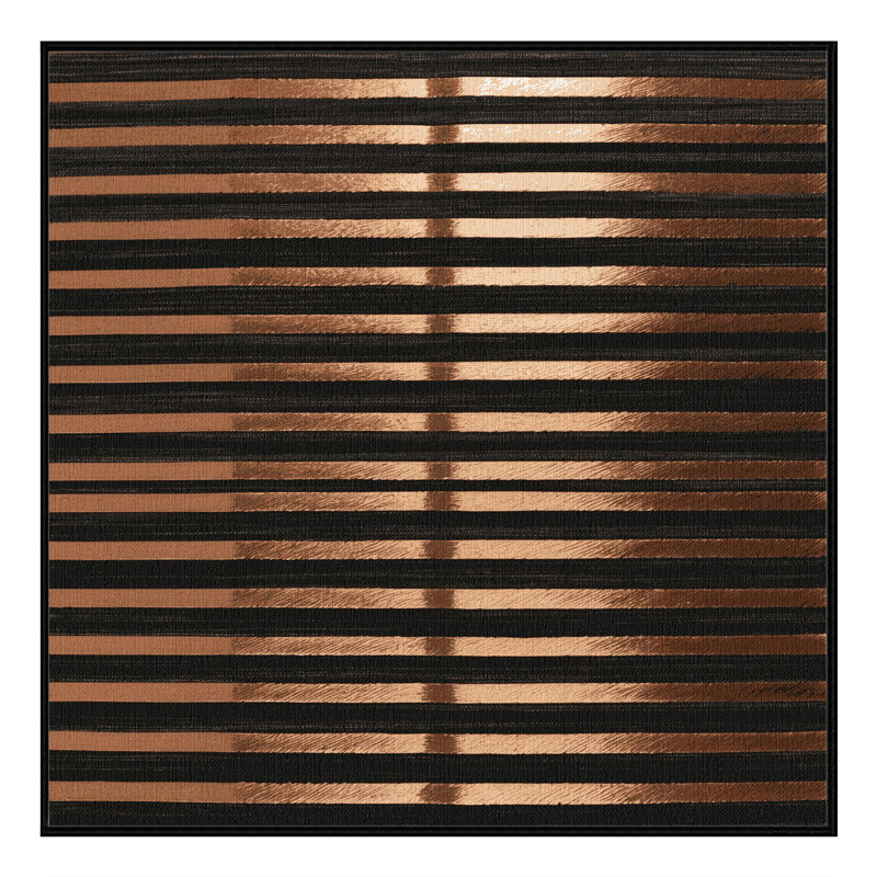 Tapis brun à rayures horizontales lavable à la machine, Carré 7 pi