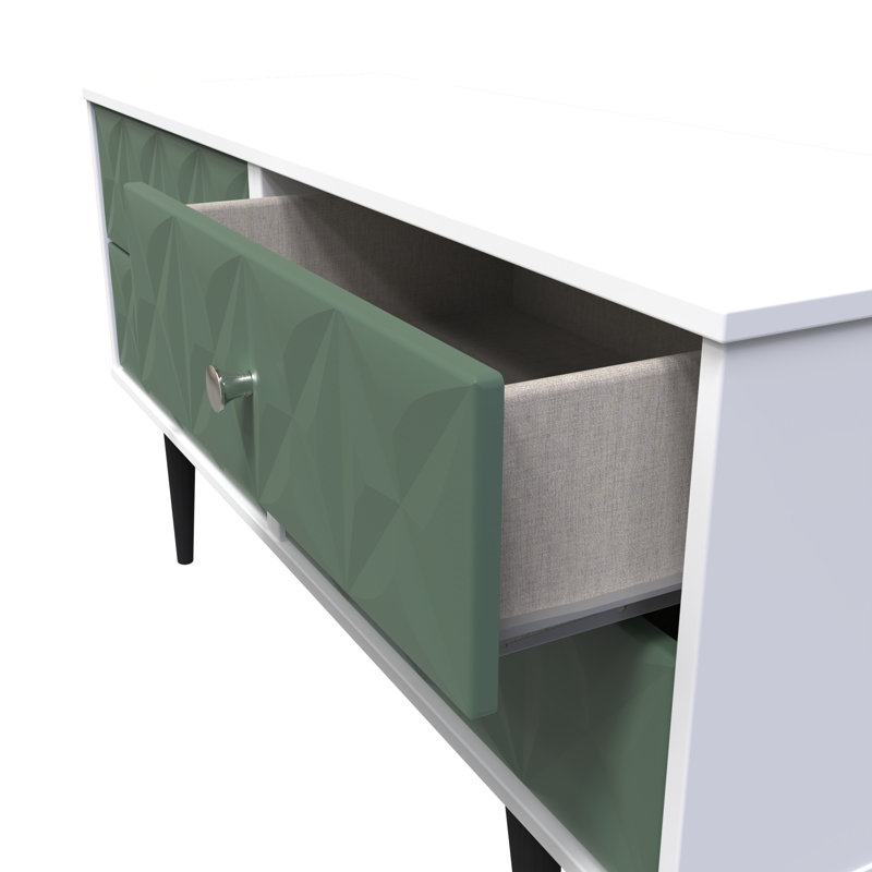 Fully Assembled Herrell 4 - Drawer Chest of Drawers, Labrador Green/White
