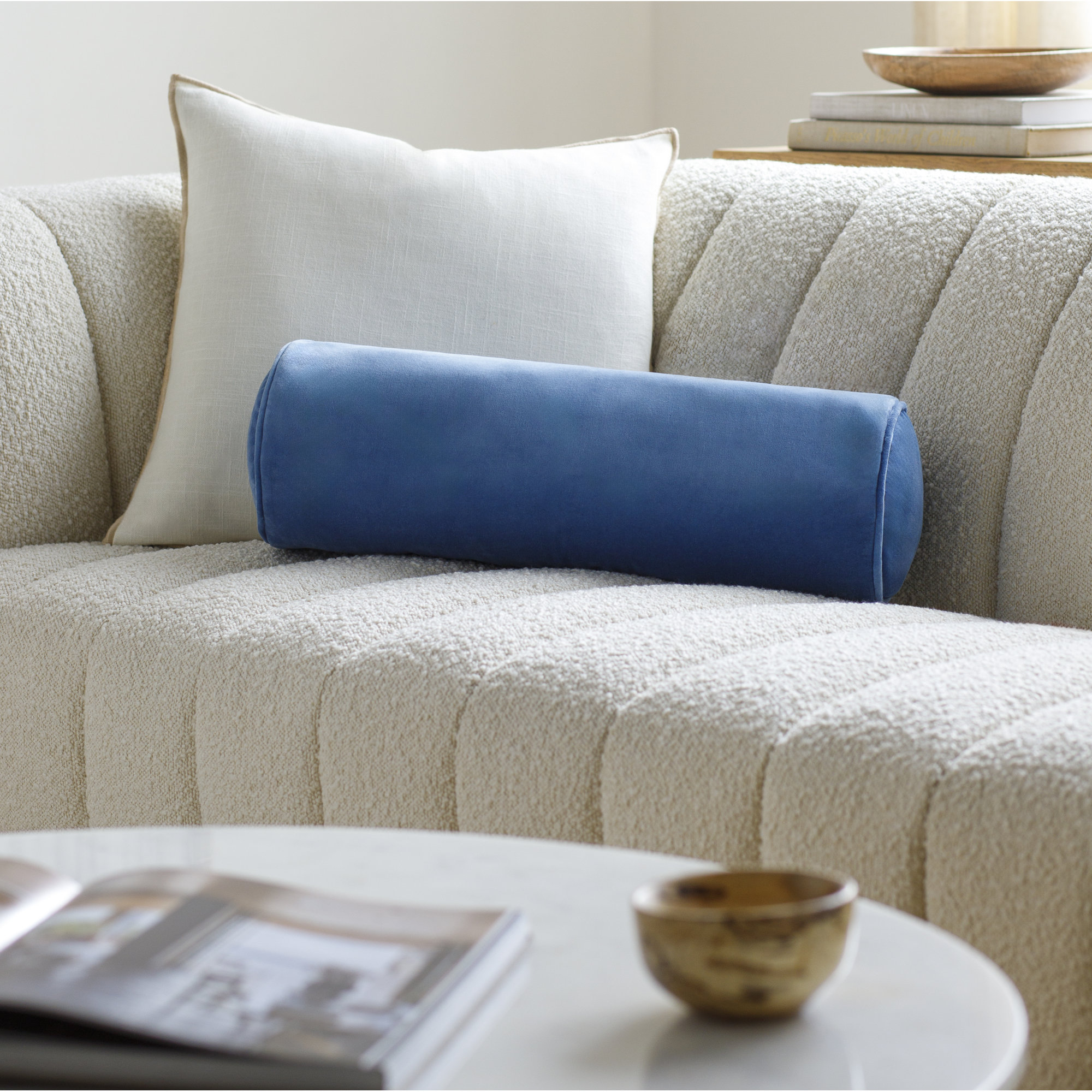 Deane Pillow Cover & Insert Bolster, Blue, Polyester/Pollyfill