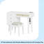 Ensemble coiffeuse 39 po en bois de style bohémien rétro avec prise de charge, port USB et tabouret, coiffeuse avec 3 tiroirs de rangement et 1 tiroir rectangulaire en rotin-906100174