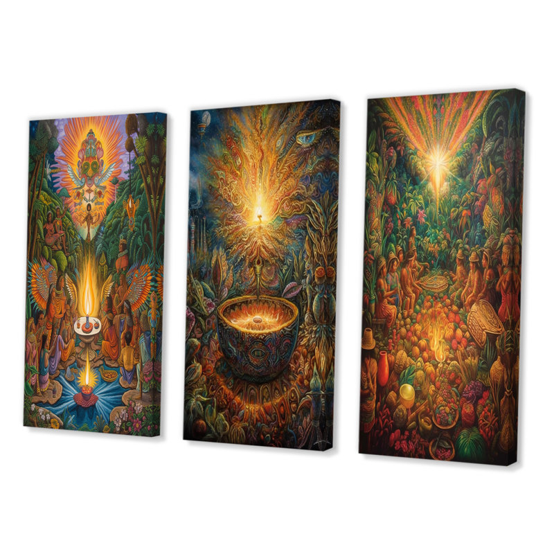 Célébration au paradis de Pâques - ensemble de 3 pièces sur toile, Toile tendue, H 36 po x l 20 po
