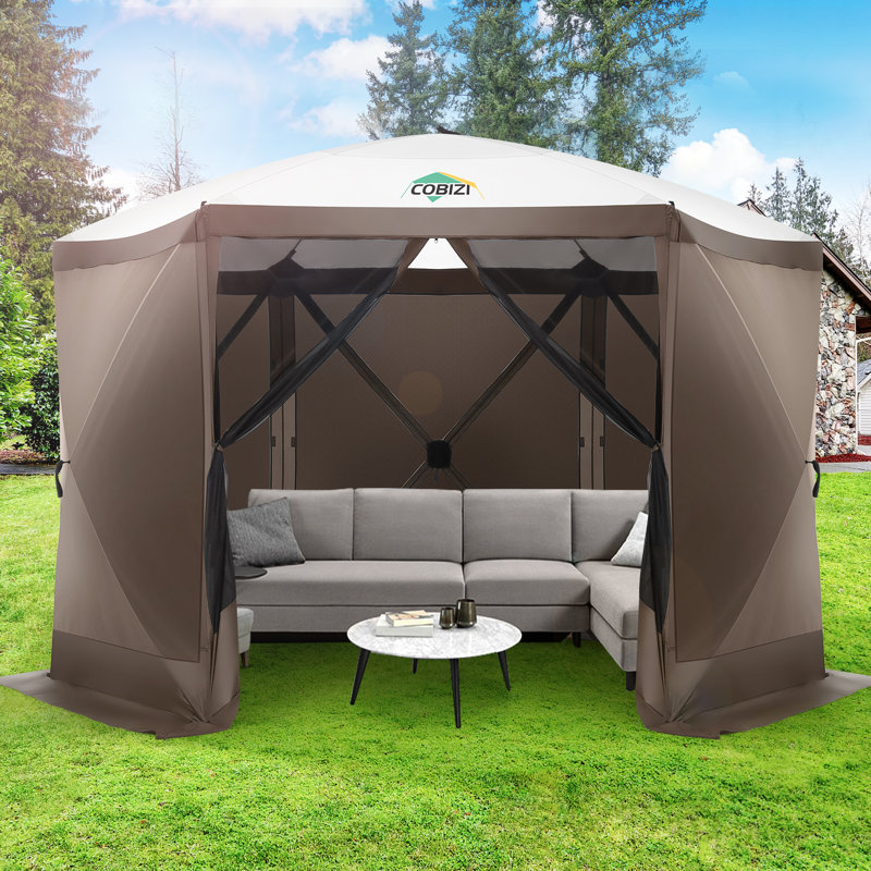 12x12FT Pop Up Gazebo Screen Tent Screen House for Camping, Screen Room with Mosquito Netting, Hub Tent Instant Screened Canopy with Carrying Bag and Ground Stakes