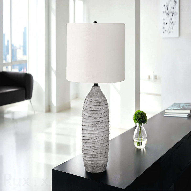 Table Lamp - 27"H, Grey Resin Material