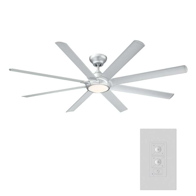 Hydra 8 - Blade Outdoor LED Smart Standard Ceiling Fan with Wall Control and Light Kit Included, Works With Alexa and iOS or Android App
