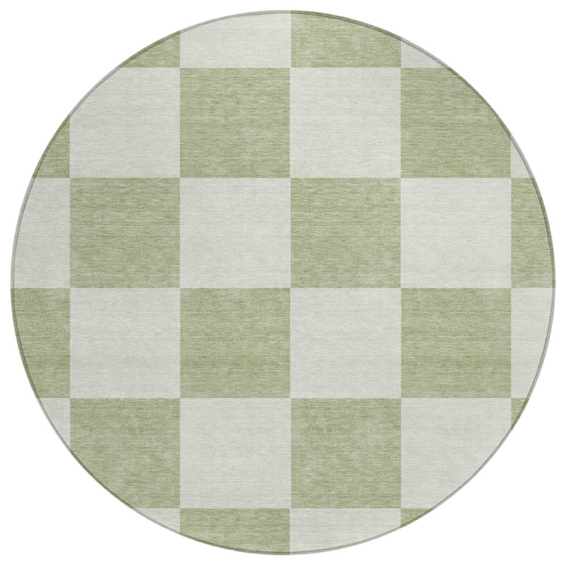 Machine Washable Indoor/Outdoor Buster ACN2345 Geometric Rug, Round 8'