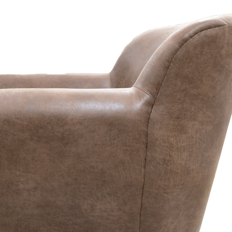 Fauteuil pivotant d'appoint Esis, coussins moelleux, similicuir, Similicuir brun