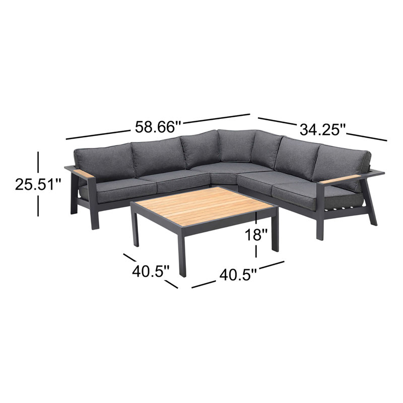 Ensemble de conversation modulaire en teck 4 pièces Ilara