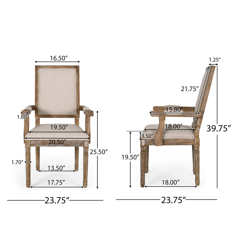 Ethynn 19.5'' H Upholstered Armchair, Natural Frame, 2, Beige