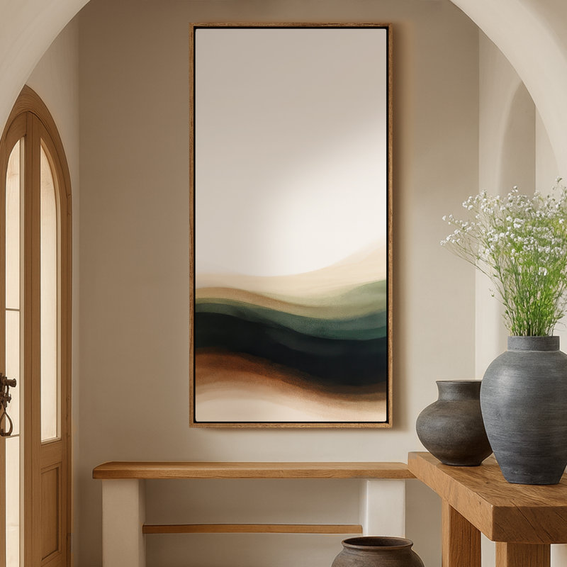 Très grand art mural rétro encadré pour art classique, H 60 po x l 30 po, Naturel