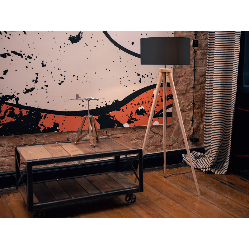 Ackerson Hellbraun Tripod Floor Lamp, Black