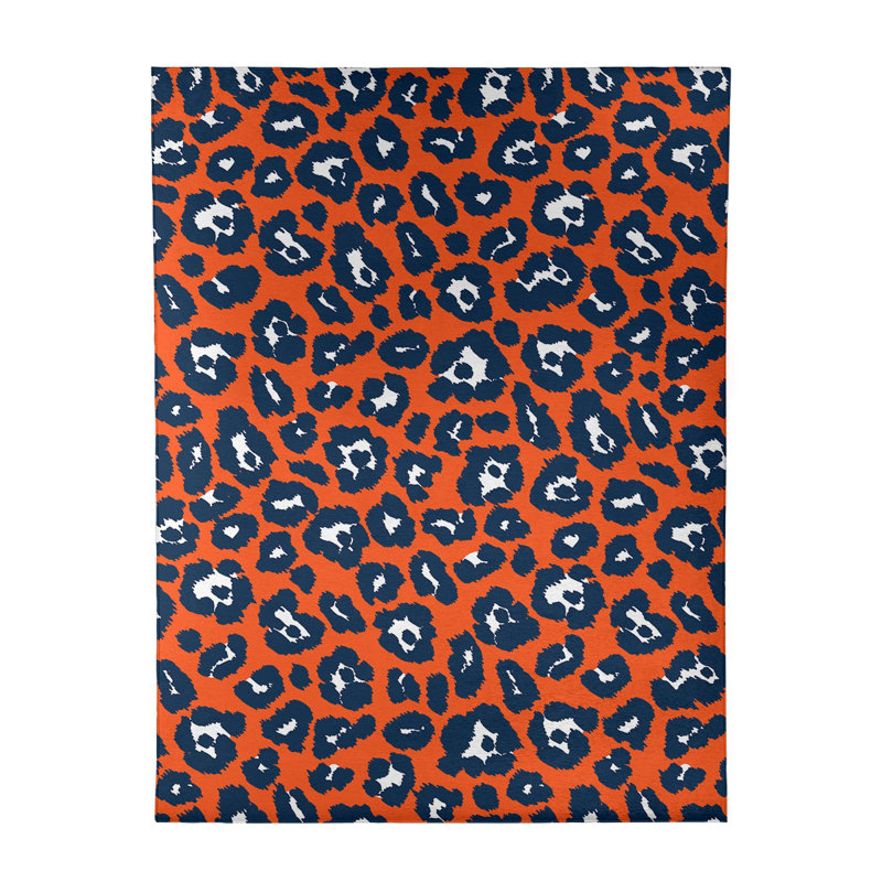 Imprimé animalier orange/bleu marine/blanc Tapis décoratif, Rectangle 3 pi x 5 pi
