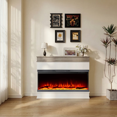 Rebrilliant White Electric Fireplace with 5000 BTU
