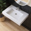 Lavabo de salle de bain mural Chloe, surface solide blanc mat avec trou de robinet, lavabo vasque rectangulaire
