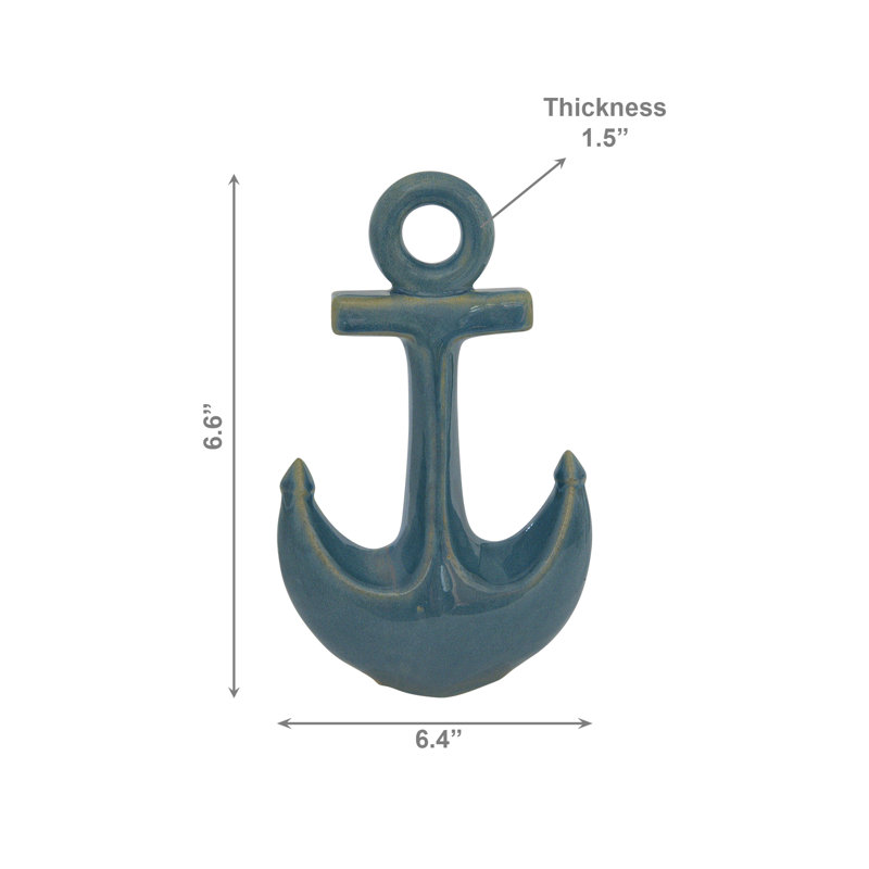 Ceramic Blue Anchor Decor
