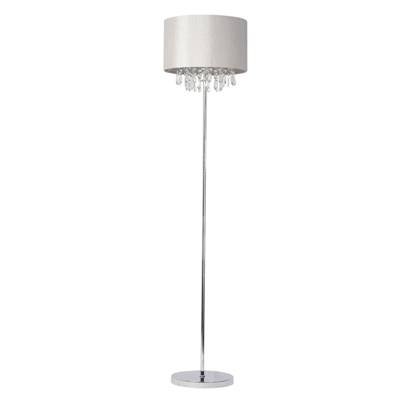 Gracie 150cm Chrome Traditional Floor Lamp, Silver Grey