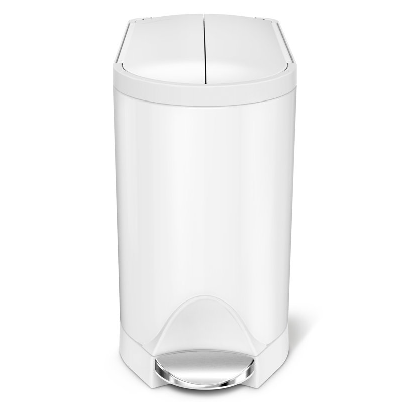 10-Litre Butterfly Step Pedal Bin, White