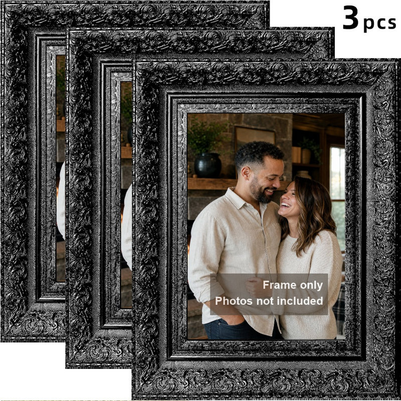 Cadre photo mural 3 pièces 11 "x 14" noir pour tablette de bureau, 11" W x 14" H, 3, Black