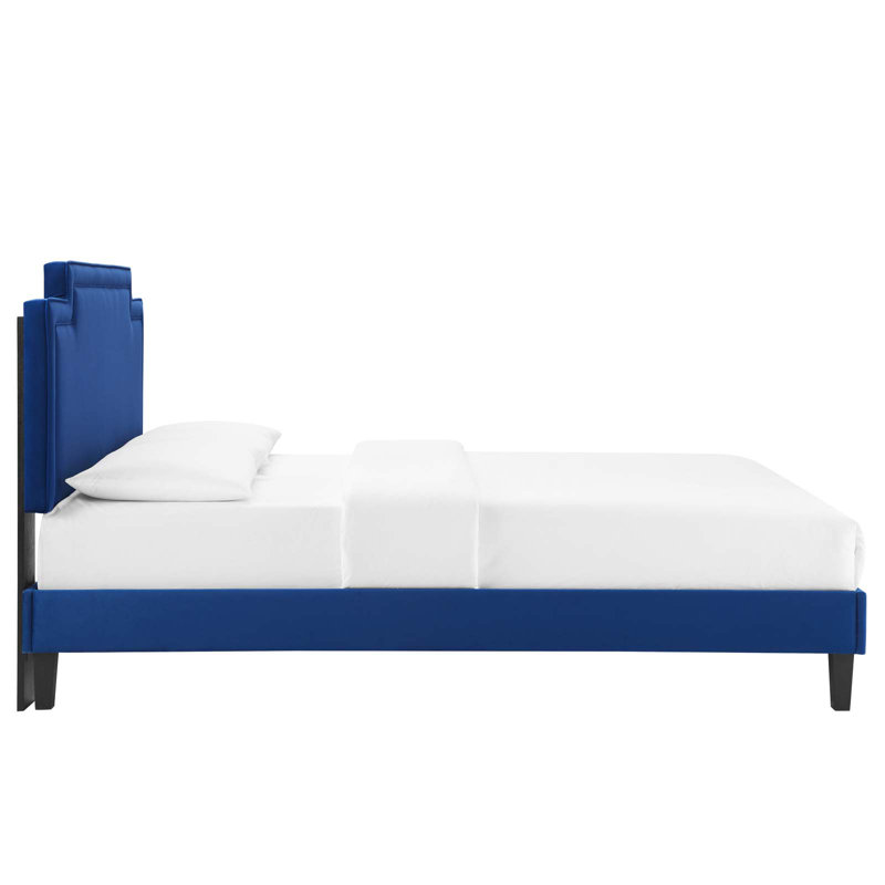 Modway Liva Performance Velvet Bed, Navy, King