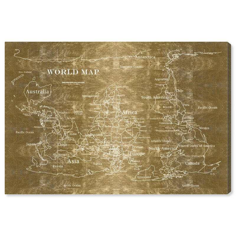 « inversée the world noir gold », impression sur toile, H 36 po x l 54 po x P 1,5 po