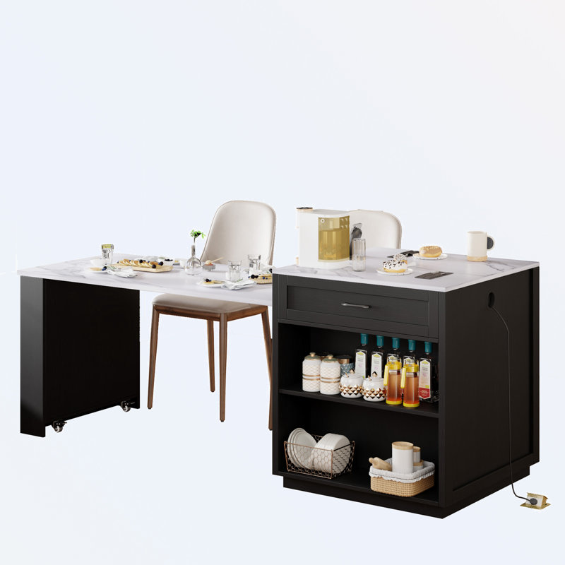 Dearing with Extendable Dining Table, Power Outlet