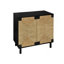 Buffet 2 portes avec tablettes réglables, armoire de rangement avec portes décoratives en algues naturelles pour le salon de la cuisine